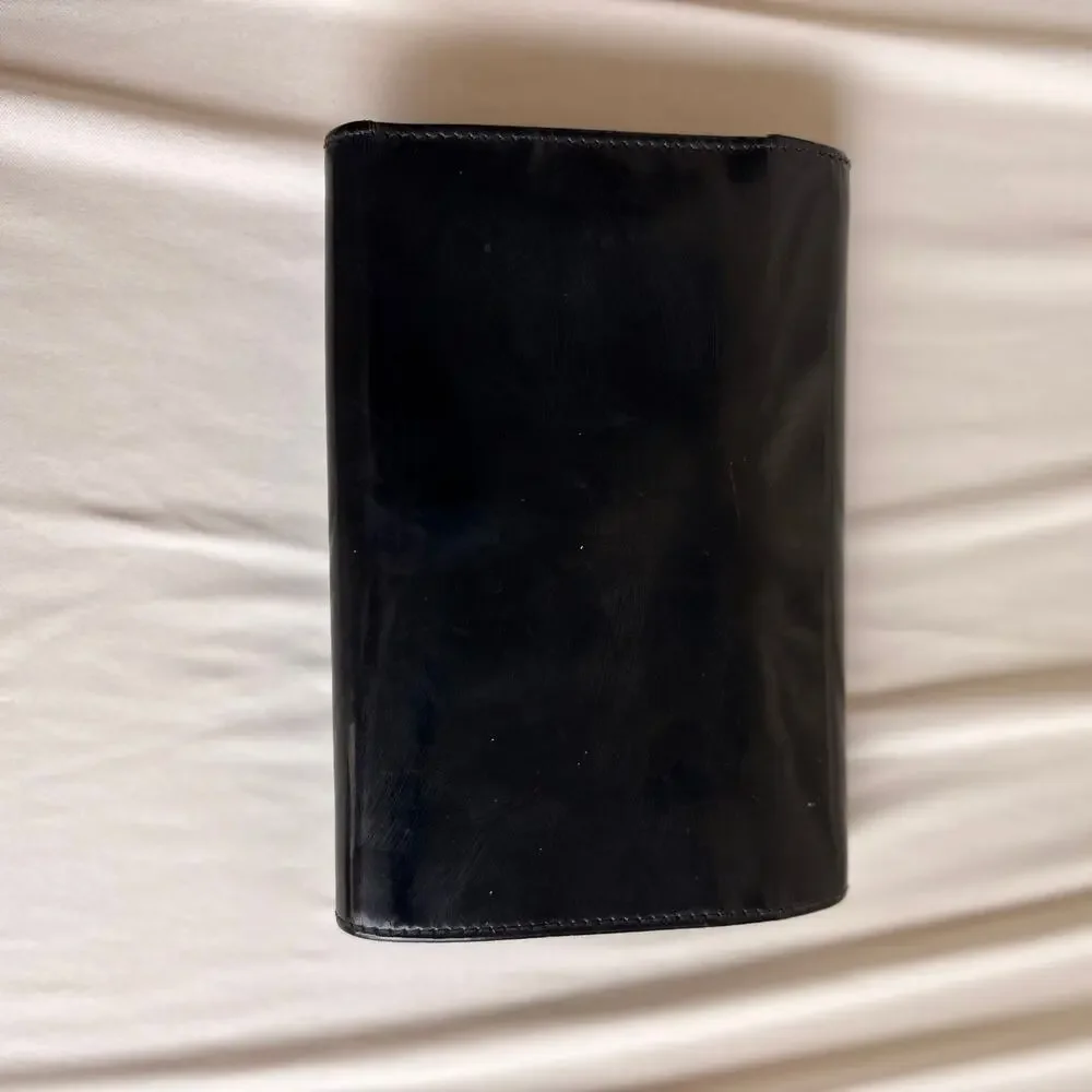 Vintage 90s Tom Ford Era Gucci Patent Logo Wallet - Black, Trifold